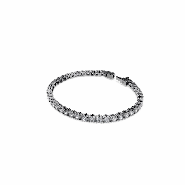 Swarovski Matrix Tennis Bracelet Round Cut Silver Gray Ruthenium Plated