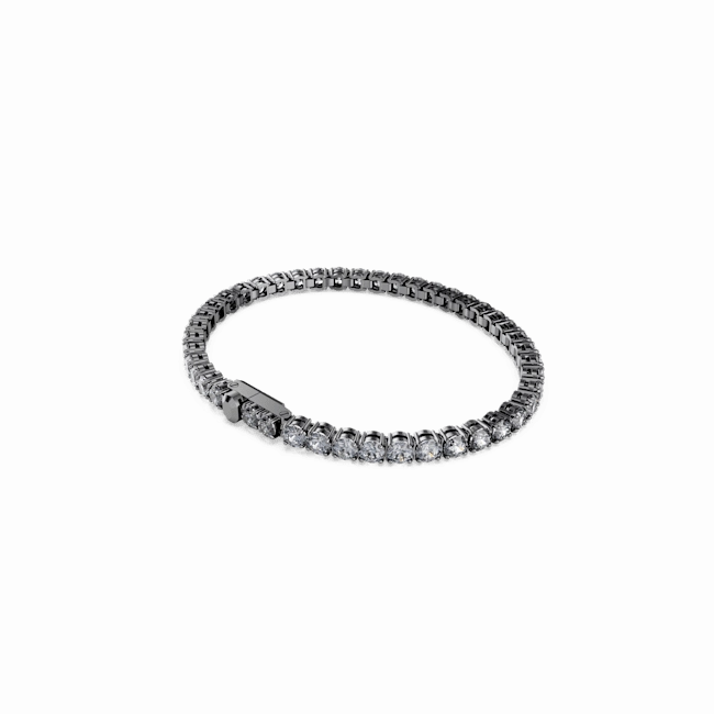 Swarovski Matrix Tennis Bracelet Round Cut Silver Gray Ruthenium Plated
