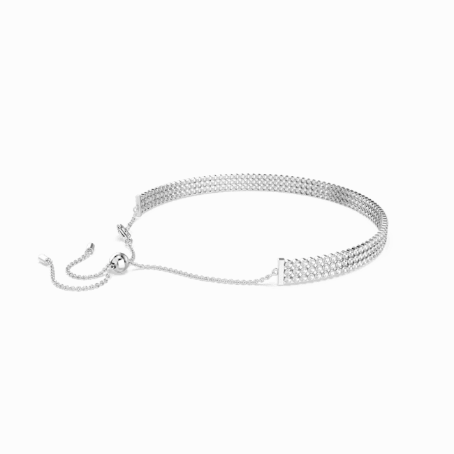Swarovski Matrix Tennis Choker Round Cut White Rhodium Plated