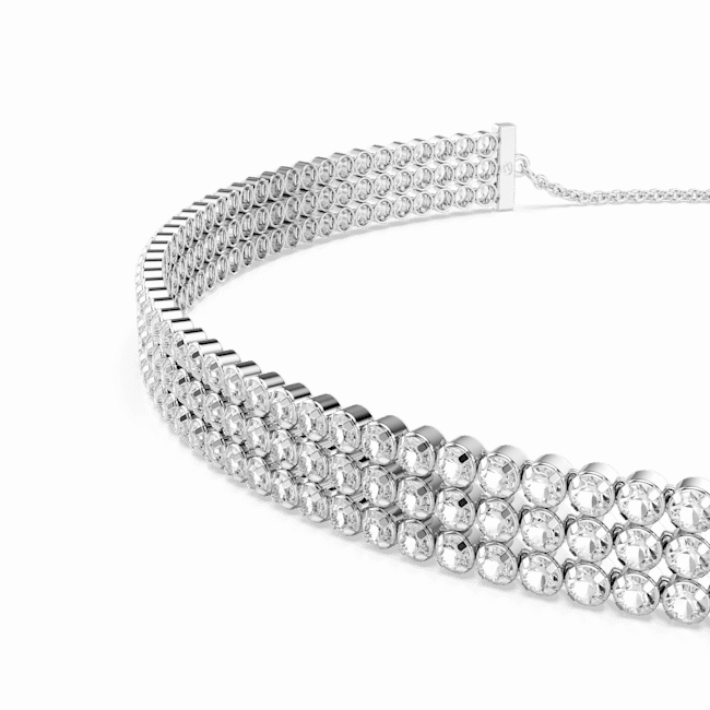 Swarovski Matrix Tennis Choker Round Cut White Rhodium Plated