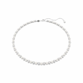 Swarovski Matrix Tennis Necklace Crystal pearl Round cut White Rhodium plated fashion-jewelry  