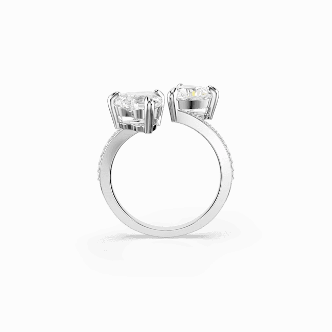 Swarovski Mesmera Attract open Ring Heart cut Pav Heart White Silver-tone finish fashion-jewelry  