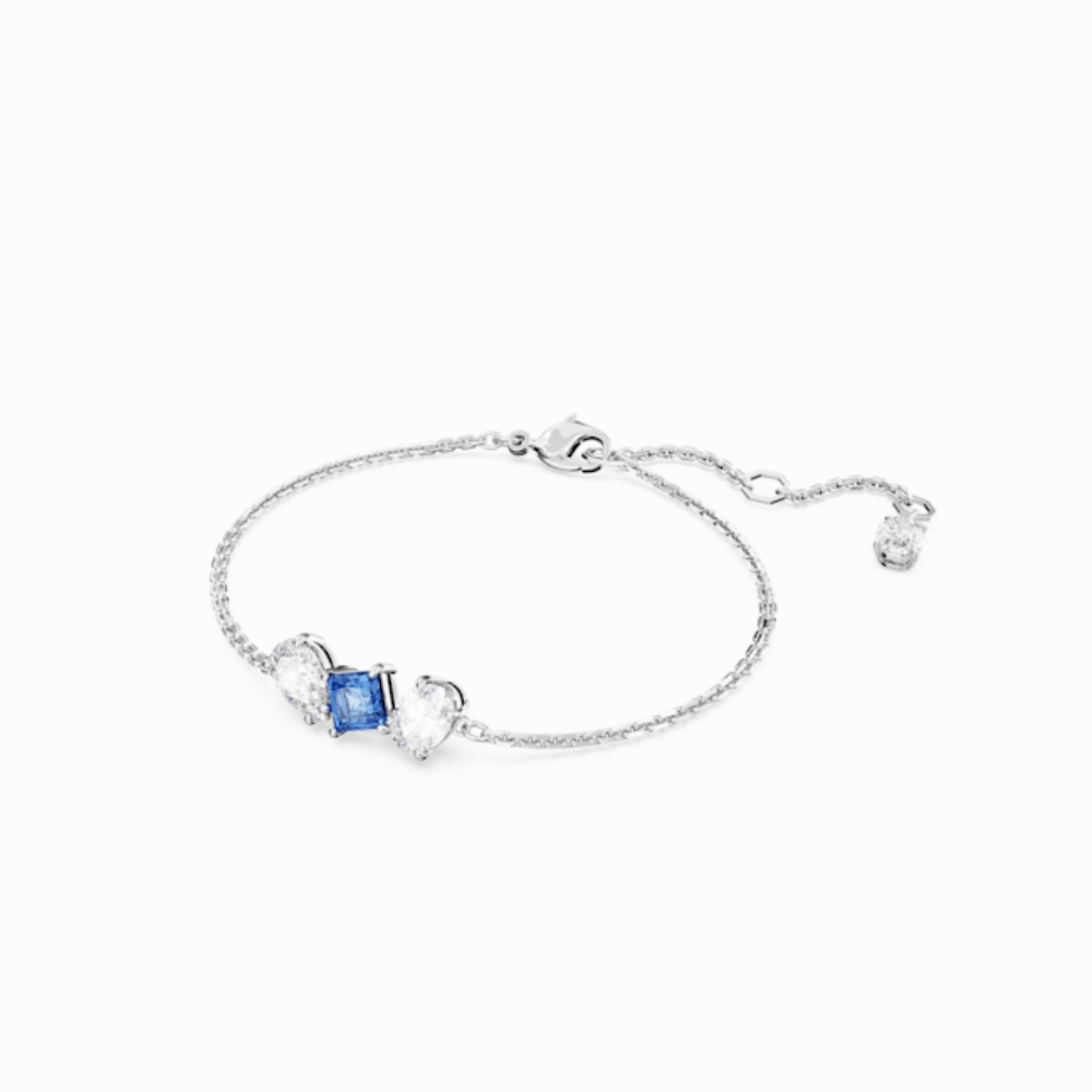 Swarovski Mesmera Bracelet Mixed cuts, Blue, Rhodium plated, Medium