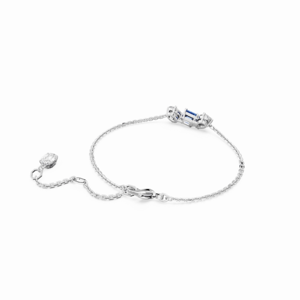 Swarovski Mesmera Bracelet Mixed cuts, Blue, Rhodium plated, Medium