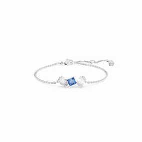 Swarovski Mesmera Bracelet Mixed cuts, Blue, Rhodium plated, Medium fashion-jewelry  