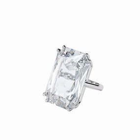 Swarovski Mesmera Cocktail Ring Oversized Crystal, White, Rhodium Plated fashion-jewelry  