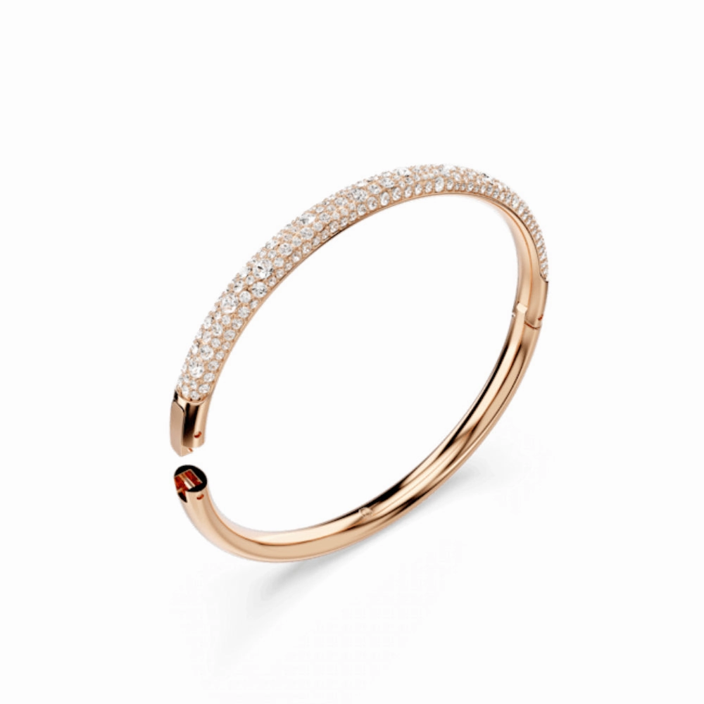 Swarovski Meteora Bangle Snow pave, White, Rhodium plated