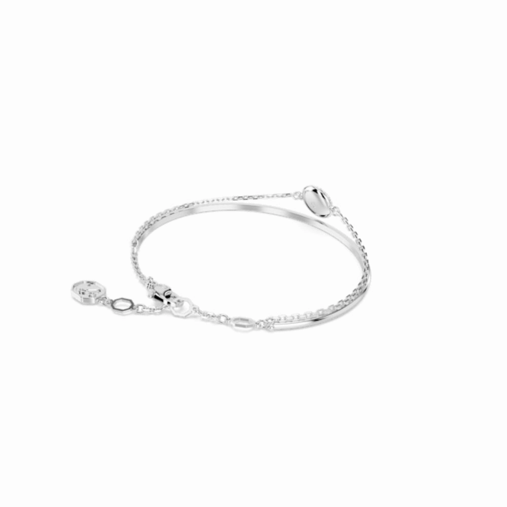 Swarovski Meteora Bangle White, Rhodium plated, Medium