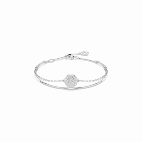Swarovski Meteora Bangle White, Rhodium plated, Medium fashion-jewelry  