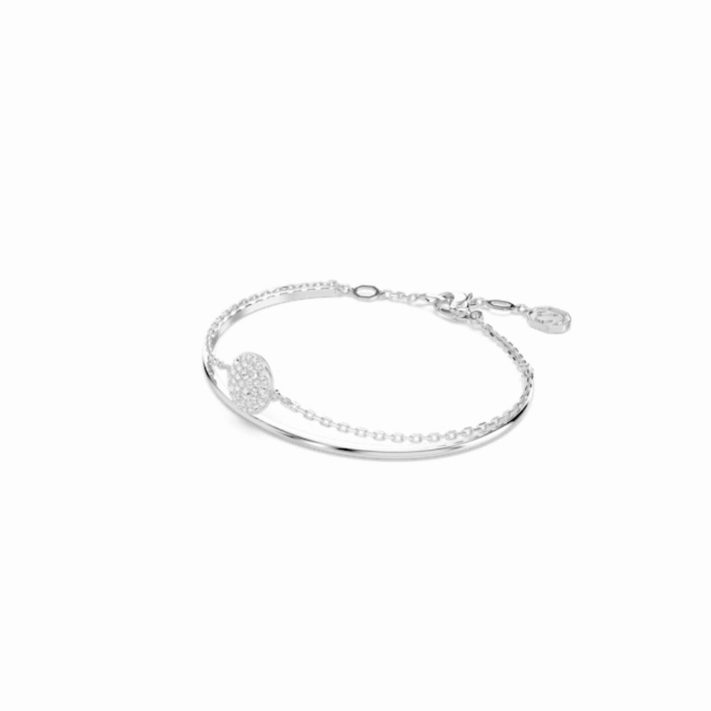 Swarovski Meteora Bangle White, Rhodium plated, Medium