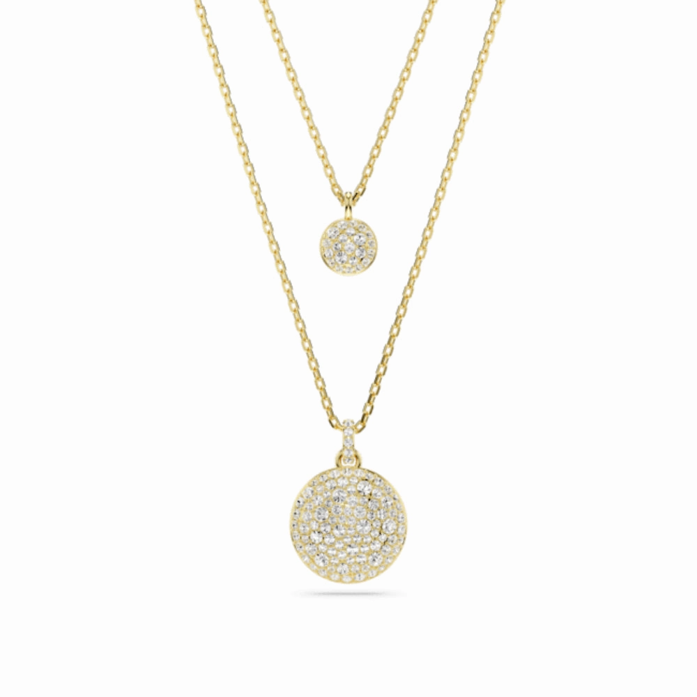 Swarovski Meteora layered pendant Necklace White, Rhodium plated