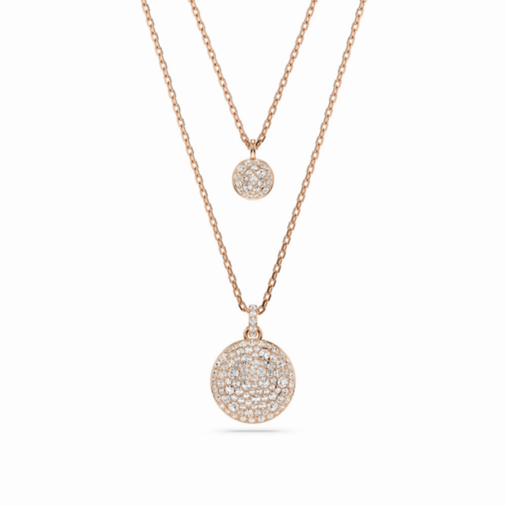 Swarovski Meteora layered pendant Necklace White, Rhodium plated