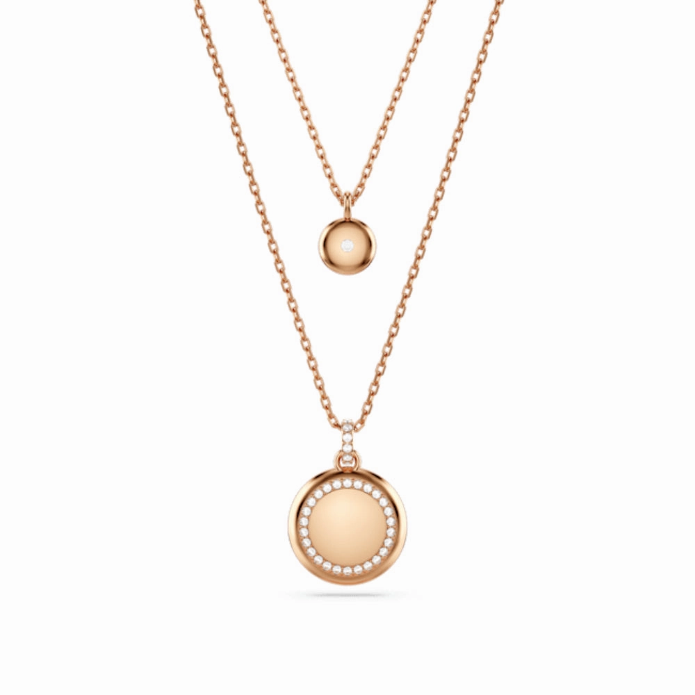 Swarovski Meteora layered pendant Necklace White, Rhodium plated