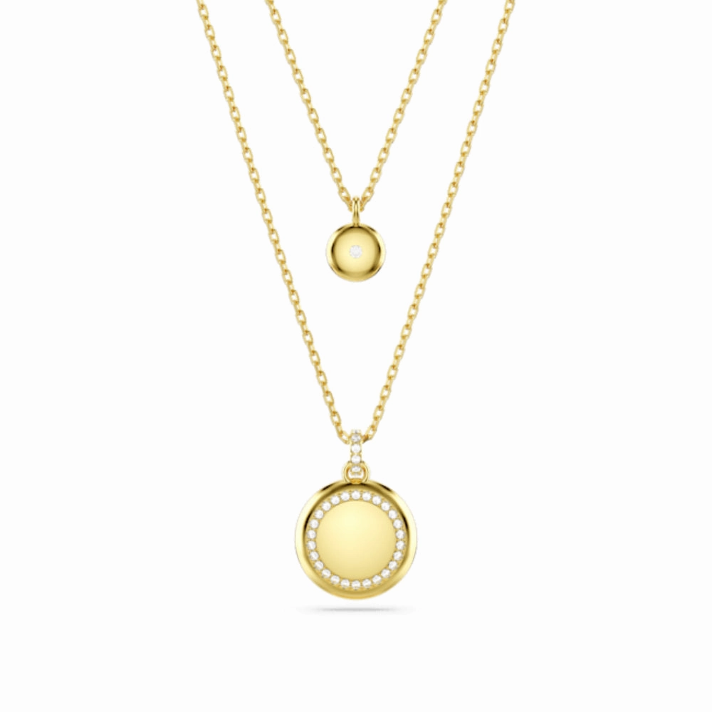 Swarovski Meteora layered pendant Necklace White, Rhodium plated