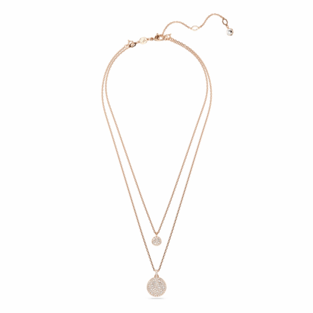Swarovski Meteora layered pendant Necklace White, Rhodium plated