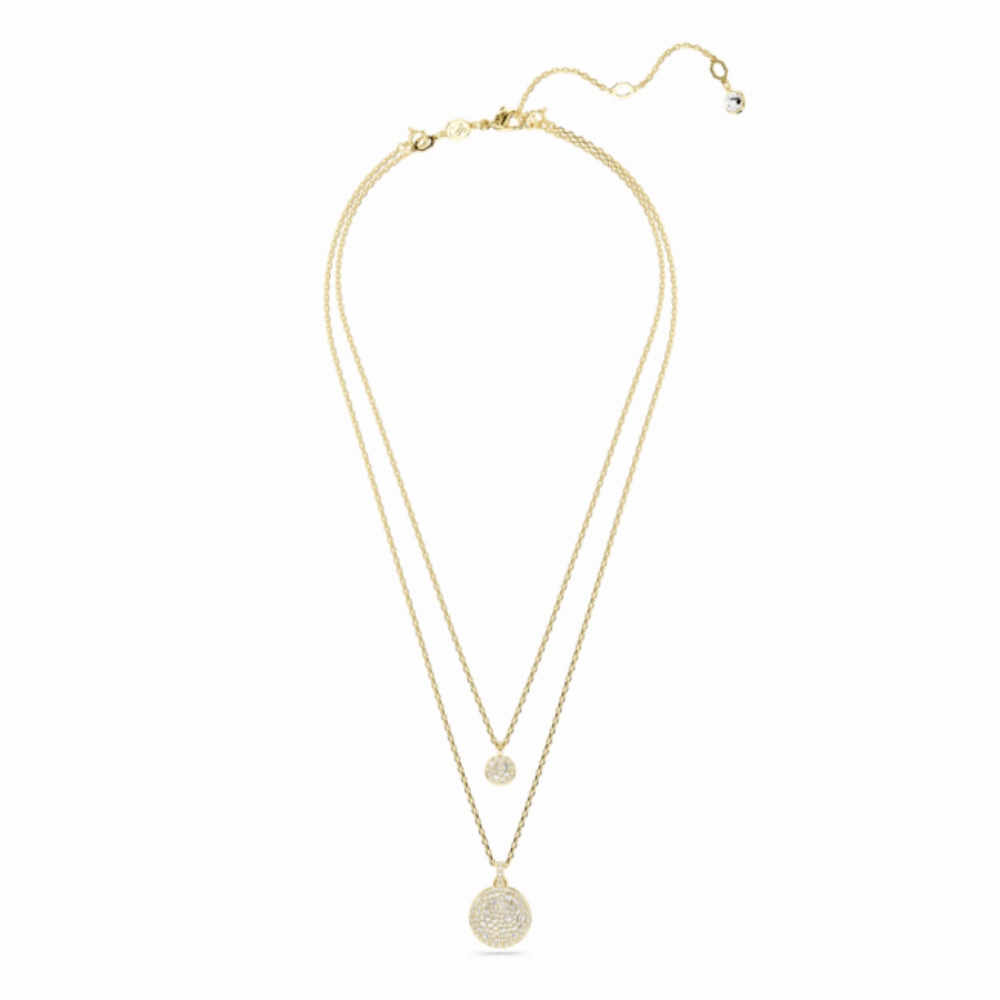 Swarovski Meteora layered pendant Necklace White, Rhodium plated