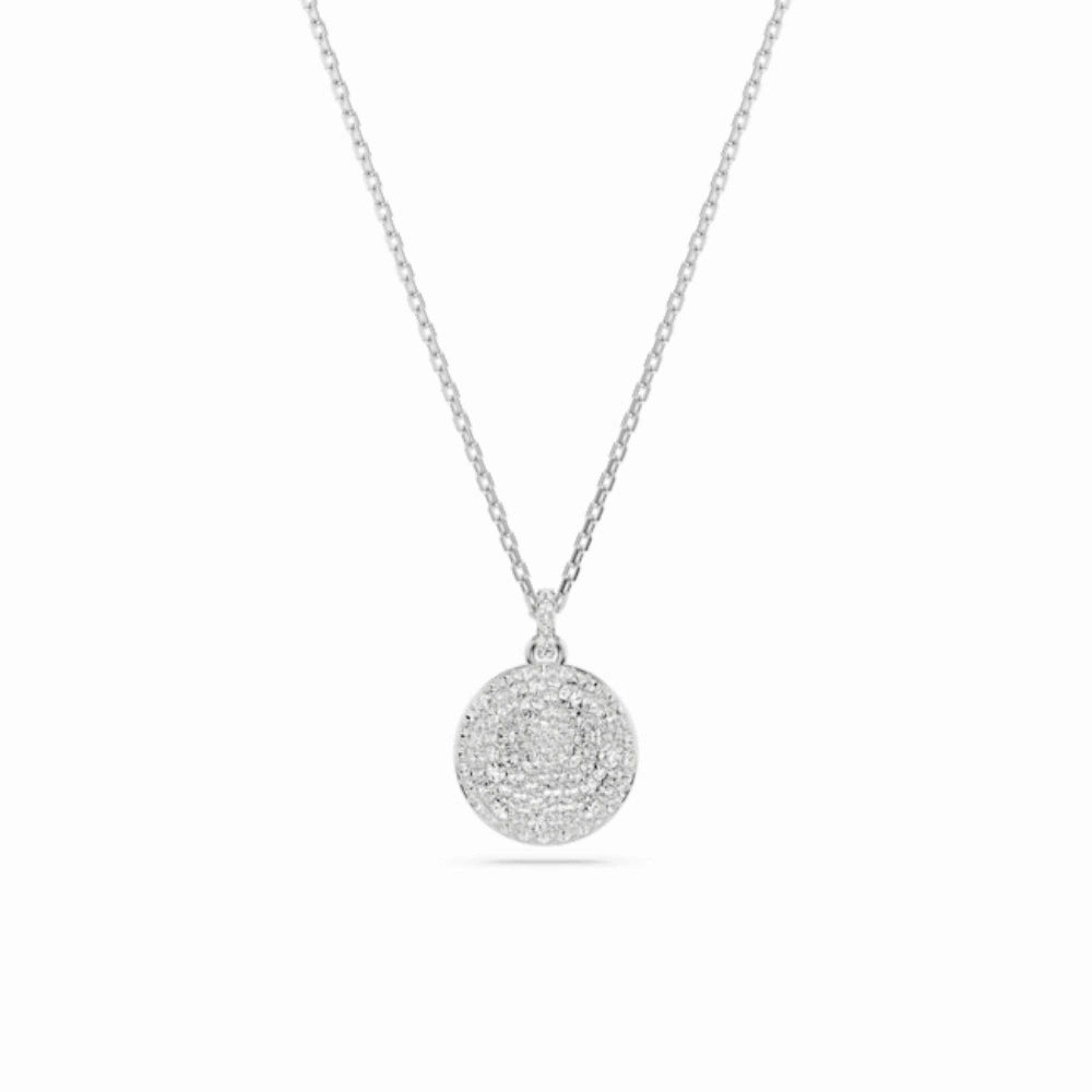 Swarovski Meteora layered pendant Necklace White, Rhodium plated