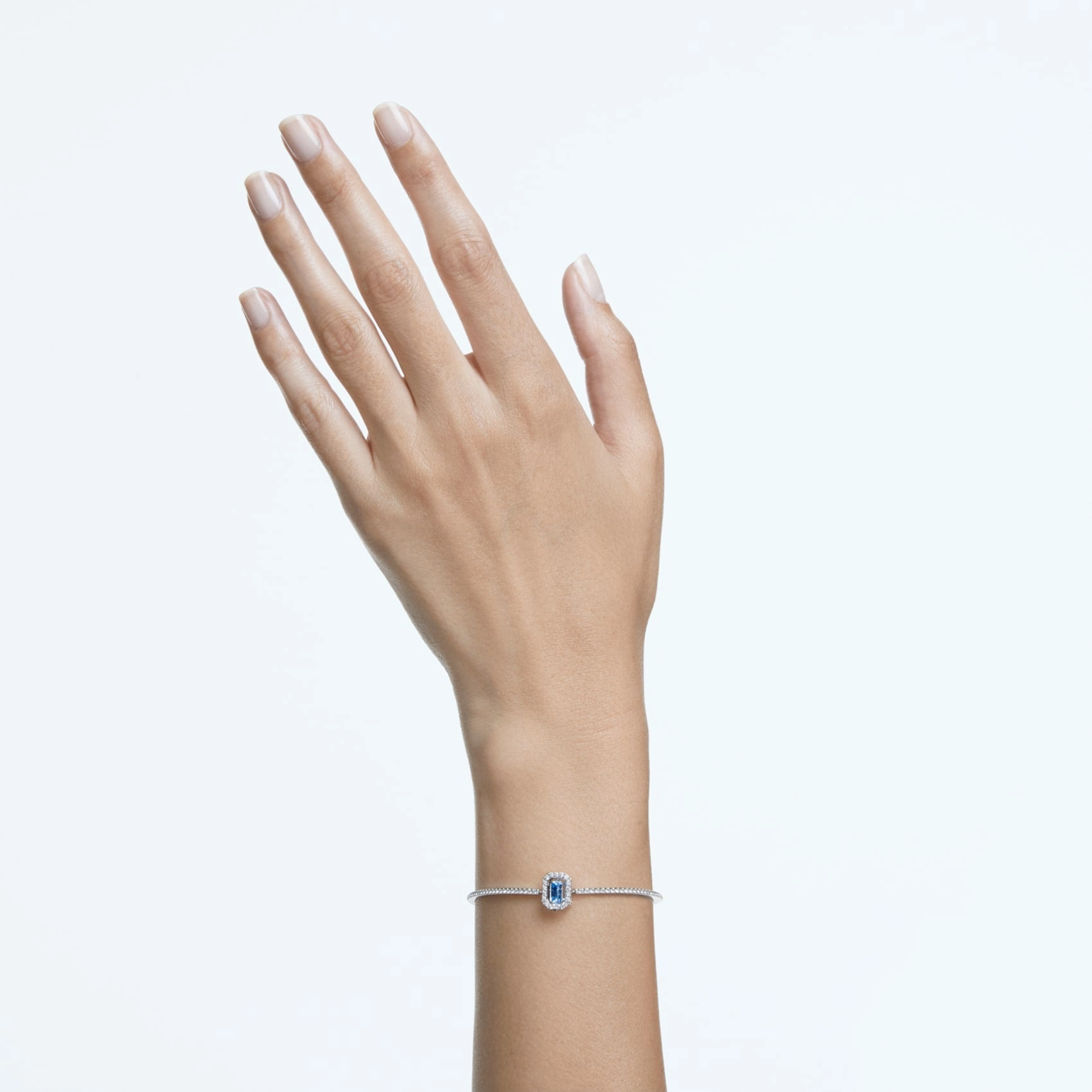 Swarovski Millenia bangle Octagon cut Swarovski Zirconia, Blue, Rhodium plated