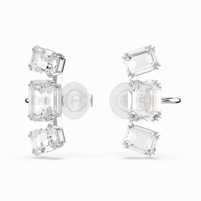 Swarovski Millenia Clip Earrings Octagon cut, White, Rhodium plated fashion-jewelry  