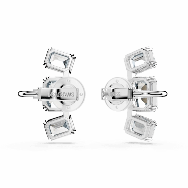 Swarovski Millenia Clip Earrings Octagon cut, White, Rhodium plated