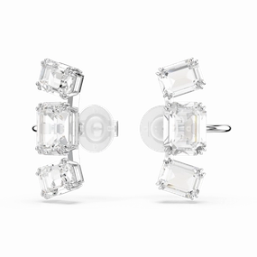 Swarovski Millenia Clip Earrings Octagon cut, White, Rhodium plated fashion-jewelry  