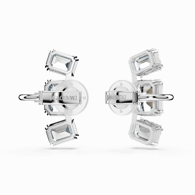 Swarovski Millenia Clip Earrings Octagon cut, White, Rhodium plated