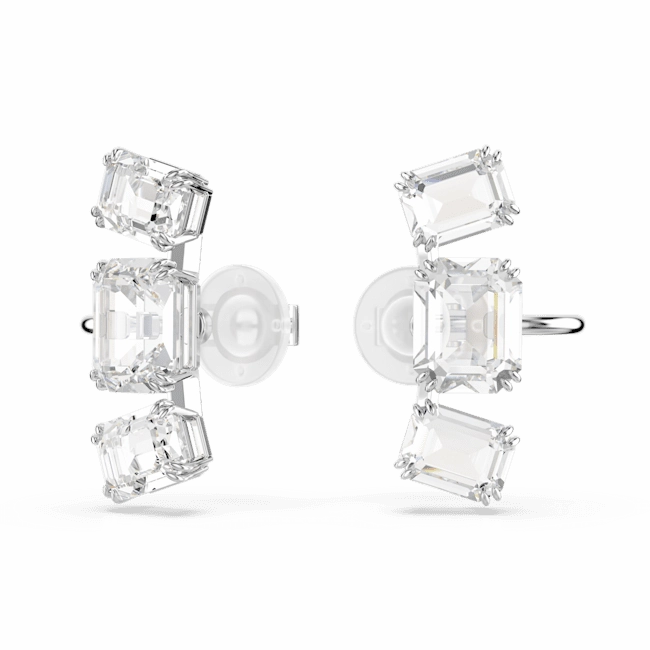Swarovski Millenia Clip Earrings Octagon cut, White, Rhodium plated 