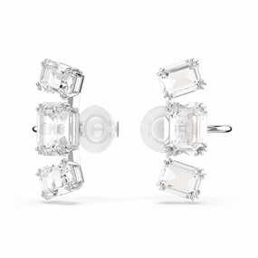 Swarovski Millenia Clip Earrings Octagon cut, White, Rhodium plated 