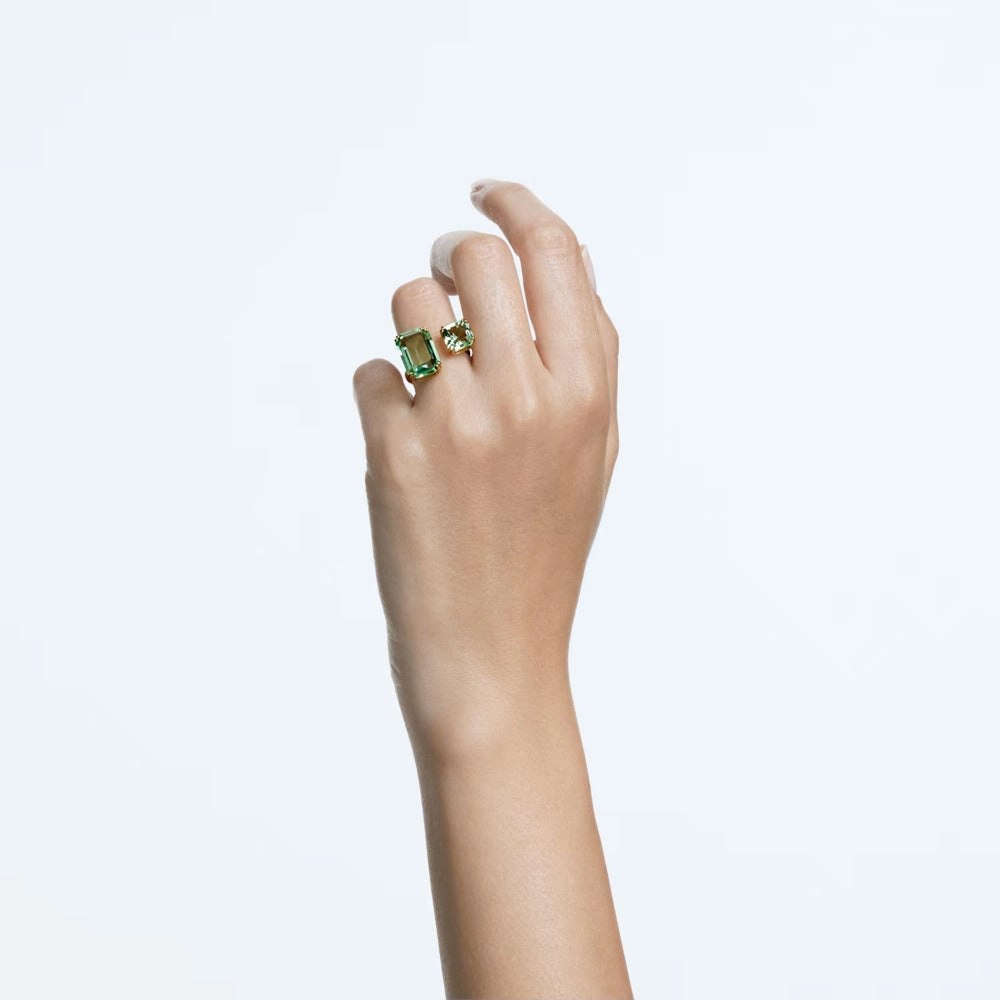 Swarovski Millenia Cocktail Ring Octagon cut Green Gold-tone plated