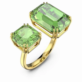 Swarovski Millenia Cocktail Ring Octagon cut Green Gold-tone plated fashion-jewelry  