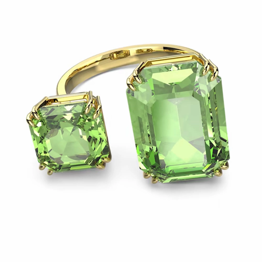Swarovski Millenia Cocktail Ring Octagon cut Green Gold-tone plated
