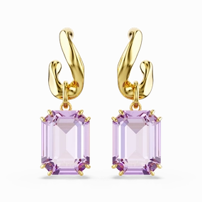 Swarovski Millenia Drop Earrings Octagon Cut Purple Gold-Tone Plated fashion-jewelry  