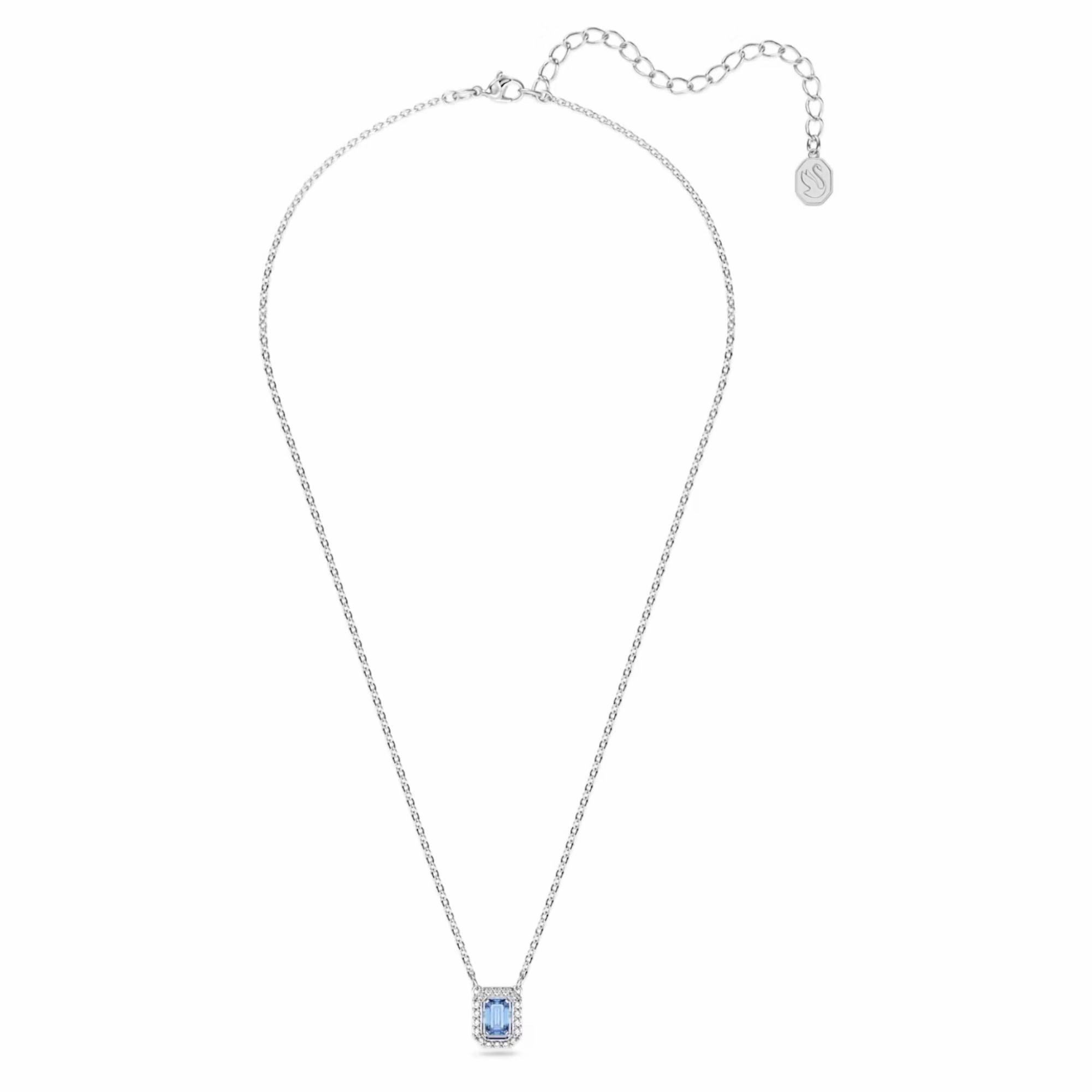 Swarovski Millenia Necklace Octagon Cut, Blue, Rhodium Plated