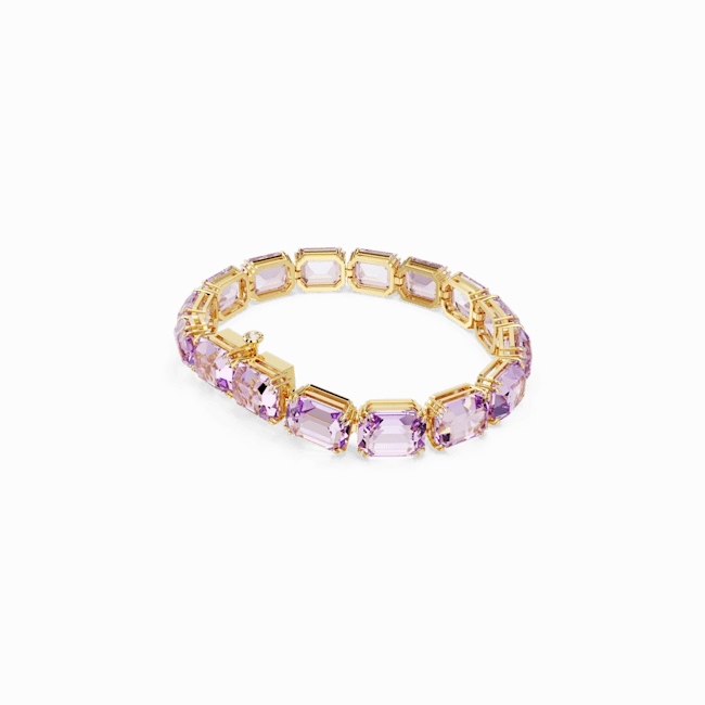 Swarovski Millenia Tennis Bracelet Octagon Cut Purple Gold-Tone Plated