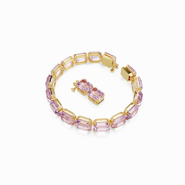 Swarovski Millenia Tennis Bracelet Octagon Cut Purple Gold-Tone Plated