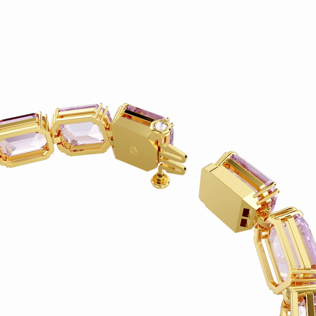 Swarovski Millenia Tennis Bracelet Octagon Cut Purple Gold-Tone Plated