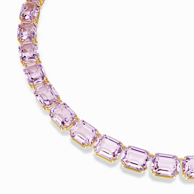 Swarovski Millenia Tennis Necklace Octagon cut Purple Gold-tone plated