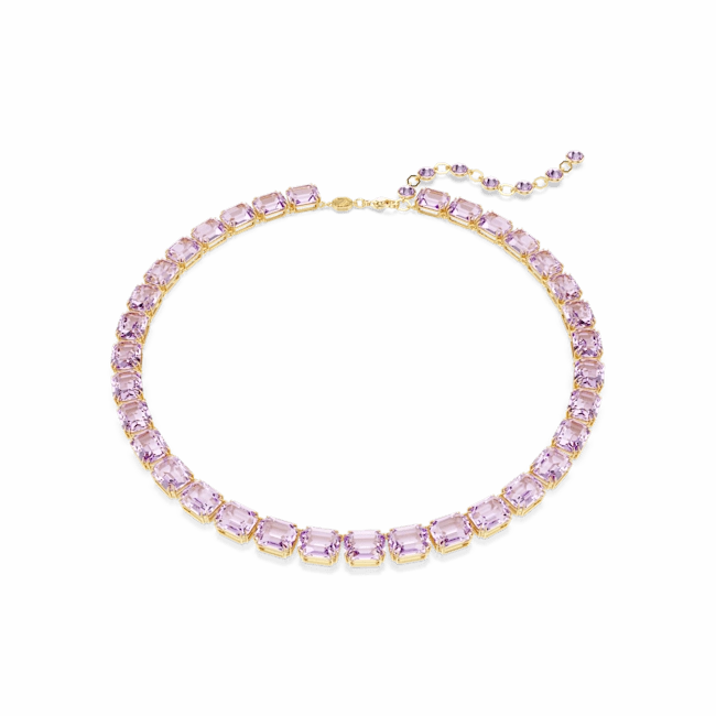 Swarovski Millenia Tennis Necklace Octagon cut Purple Gold-tone plated fashion-jewelry  