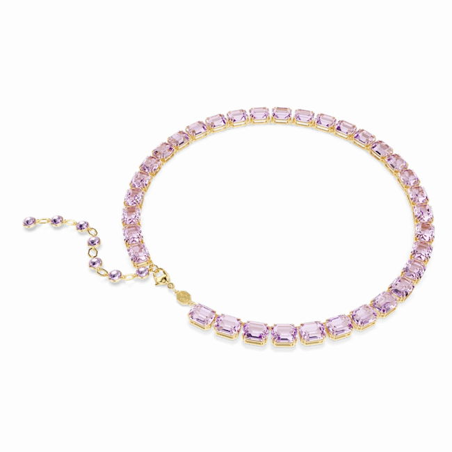 Swarovski Millenia Tennis Necklace Octagon cut Purple Gold-tone plated