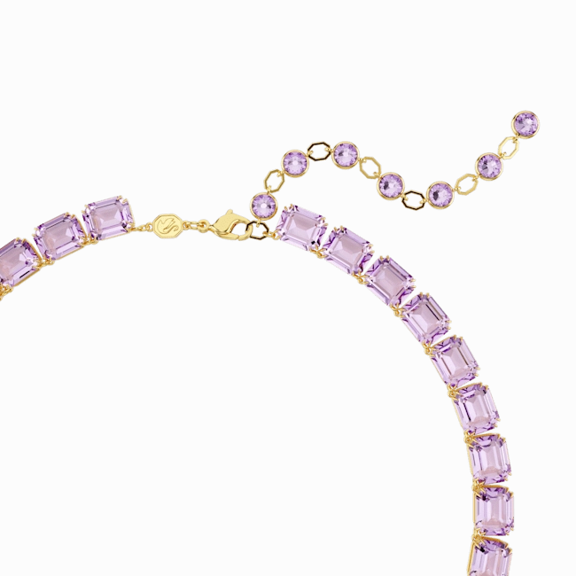 Swarovski Millenia Tennis Necklace Octagon cut Purple Gold-tone plated