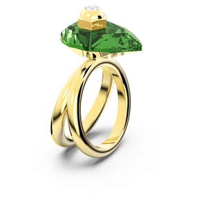 Swarovski Numina Ring Pear cut Green Gold-tone plated fashion-jewelry  