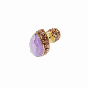 Swarovski Orbita Earring Single, Drop Cut Crystal, Multicolored, Gold-Tone Plated fashion-jewelry  