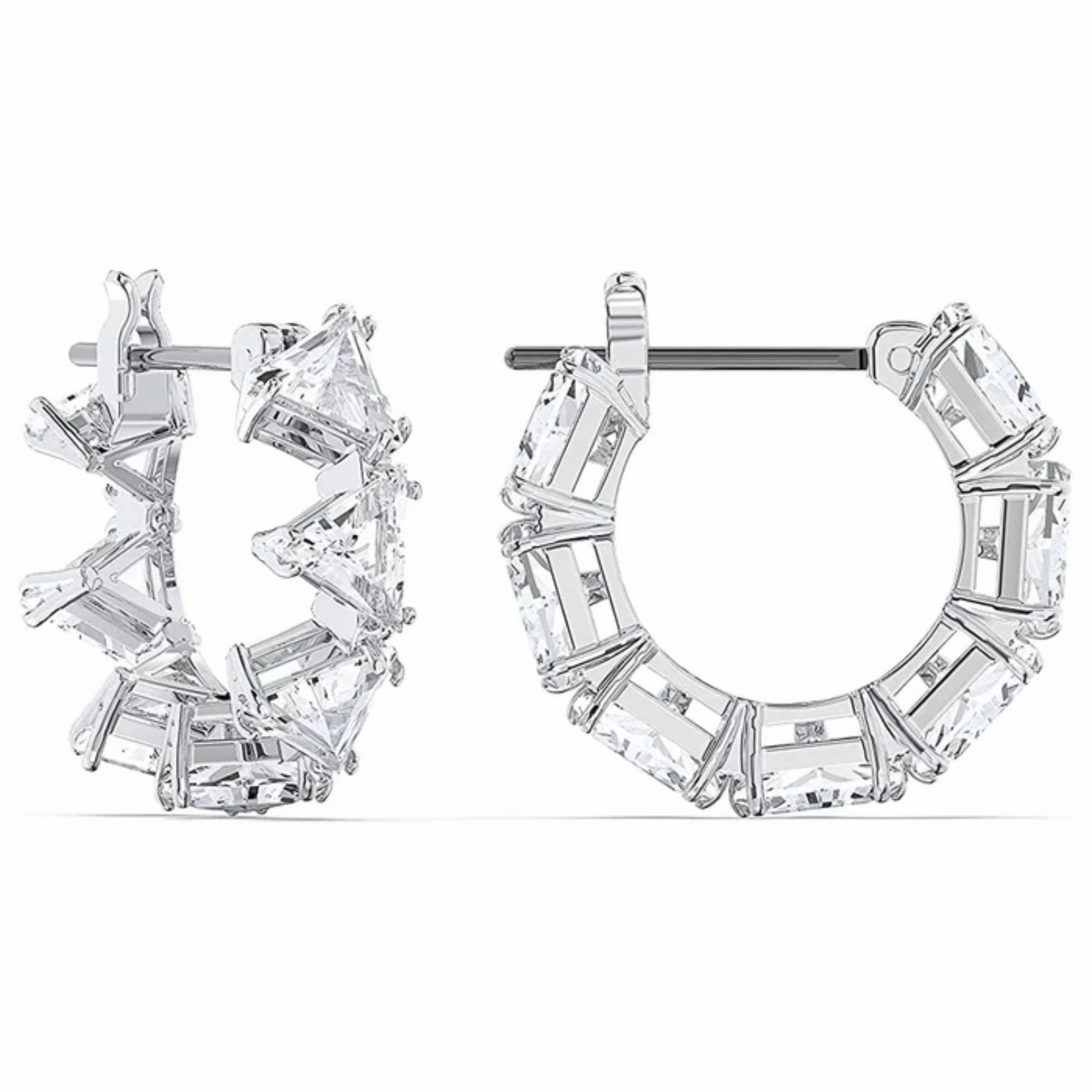 Swarovski Ortyx Hoop Earrings Triangle cut, Small, White, Rhodium plated fashion-jewelry  