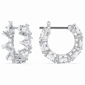 Swarovski Ortyx Hoop Earrings Triangle cut, Small, White, Rhodium plated fashion-jewelry  