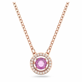 Swarovski Sparkling Dance pendant Purple, Rose gold-tone plated fashion-jewelry  