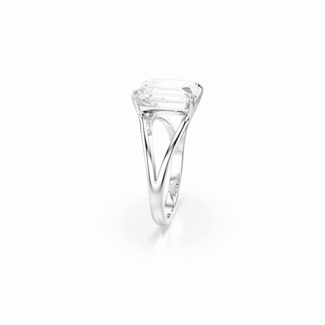 Swarovski Stilla Cocktail Ring, Octagon cut, White, Rhodium plated