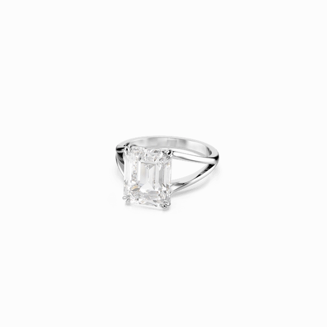 Swarovski Stilla Cocktail Ring, Octagon cut, White, Rhodium plated