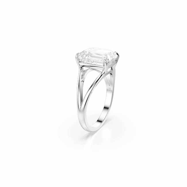 Swarovski Stilla Cocktail Ring, Octagon cut, White, Rhodium plated