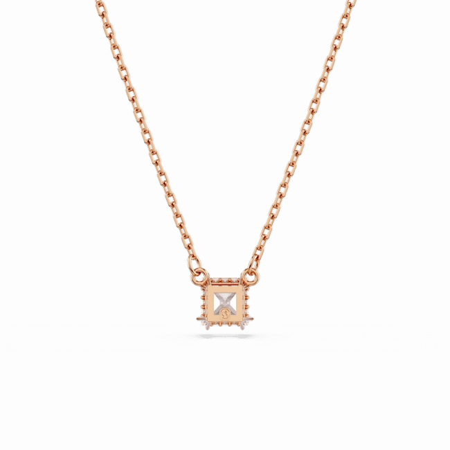 Swarovski Stilla necklace pendant Square cut, White, Rose gold-tone plated