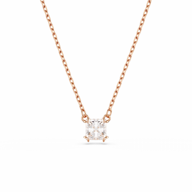 Swarovski Stilla necklace pendant Square cut, White, Rose gold-tone plated fashion-jewelry  